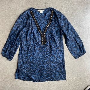 MICHAEL KORS tunic top - blue/black - accents - small